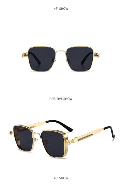 Retro Steampunk Sonnenbrille – Edelstahl Rahmen, Spiegelgläser für Herren & Damen UV400 Schutz