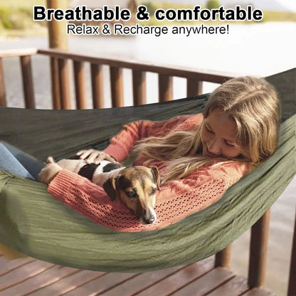 Camping Hängematte mit Moskitonetz 280x140 cm – Doppel Reisehängematte bis 300 kg Outdoor Trekking Schwarz