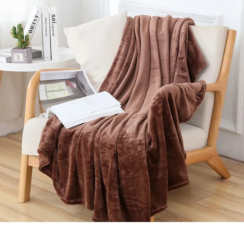 Flauschige Korallensamt-Decke – Luxus Flanell & Plüsch Kuscheldecke | Warm, weich & atmungsaktiv für Sofa, Bett & Reisen