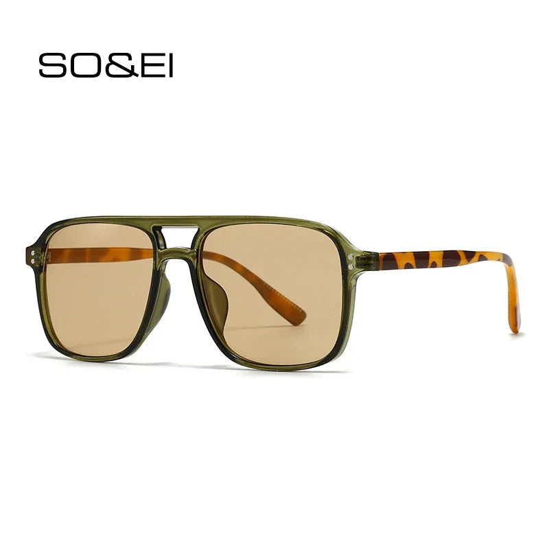 Retro Sonnenbrille für Damen & Herren | Doppel-Brücke Design, UV400 Schutz, Vintage Gradient Shades