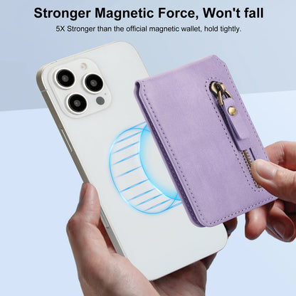 Magnetische Geldbörse Hülle mit Kartenhalter & Reißverschluss – kompatibel mit iPhone 16 Pro Max / 15 / 14 / 13 / 12 (MagSafe)