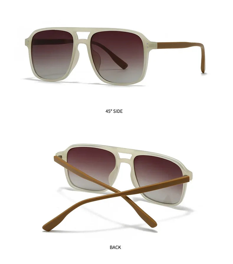Retro Sonnenbrille für Damen & Herren | Doppel-Brücke Design, UV400 Schutz, Vintage Gradient Shades