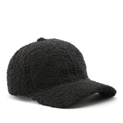 Baseball Cap warme Plüsch Kappe aus Kunstlammwolle | Verstellbare Mütze für Herbst & Frühling