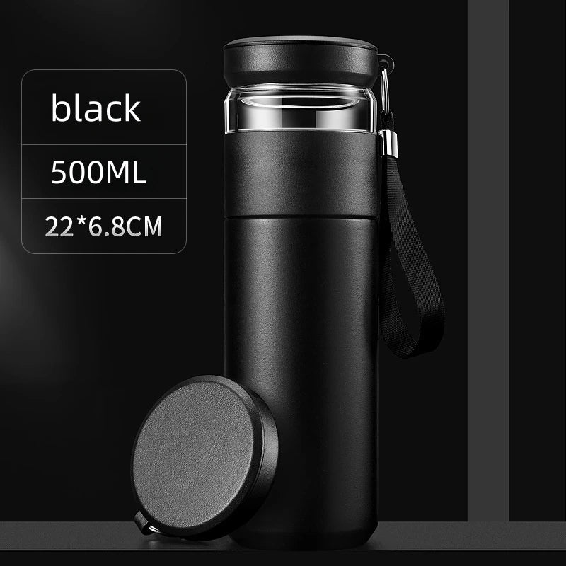 500 ml Tee-Ei Isolierflasche Edelstahl Isolierbecher mit unabhängigem Tee-Aufbewahrungsgriff Reisebecher Business Cup Geschenke