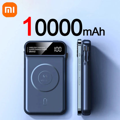 Powerbank 50000 mAh mit Magnetischer & Kabelloser Aufladung + Integrierte Kabel