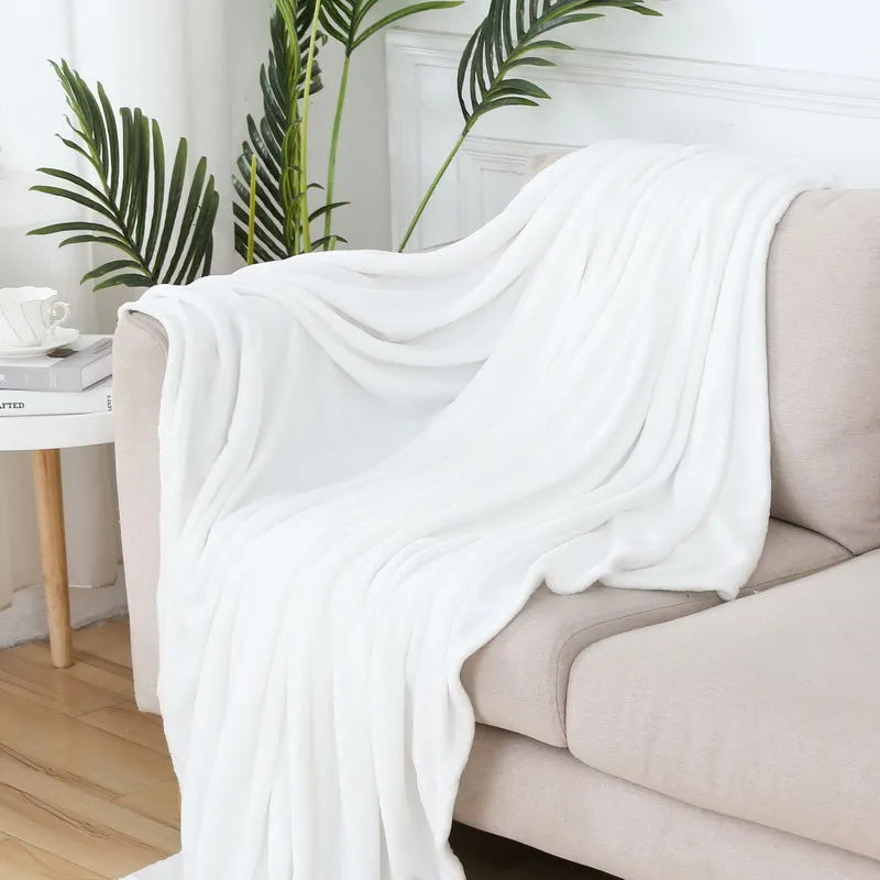 Flauschige Korallensamt-Decke – Luxus Flanell & Plüsch Kuscheldecke | Warm, weich & atmungsaktiv für Sofa, Bett & Reisen