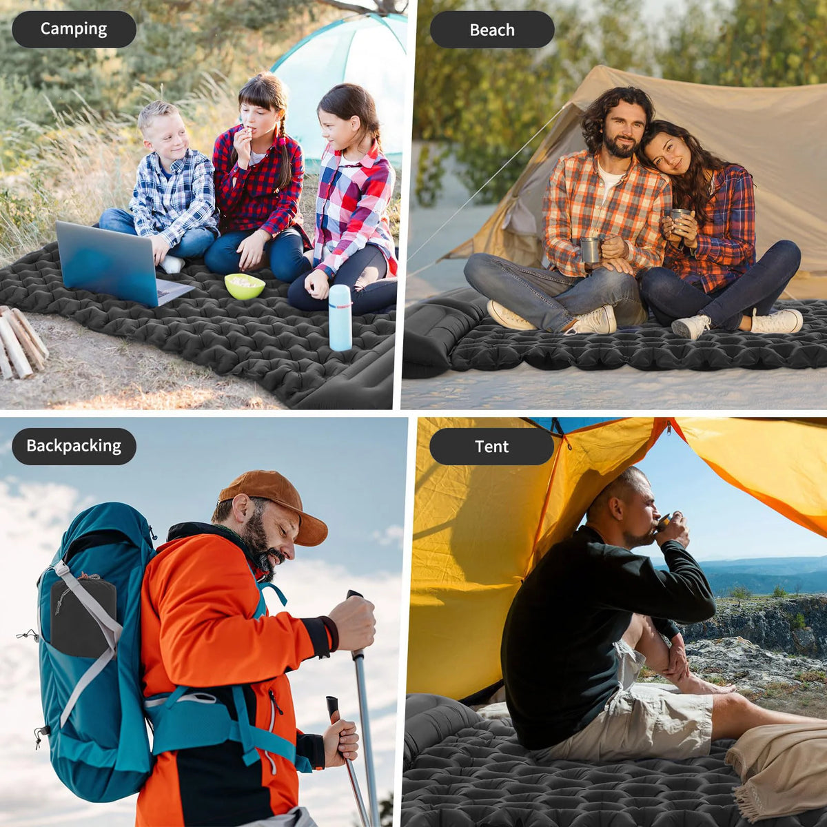 2 Personen Campingmatratze Aufblasbar – Doppel Isomatte mit Fußpumpe & Kissen Schlafmatte Camping Outdoor