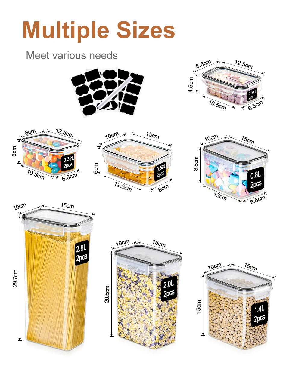 16er Vorratsdosen Set Luftdicht BPA-frei 0,24–2,8L Küchen Organizer