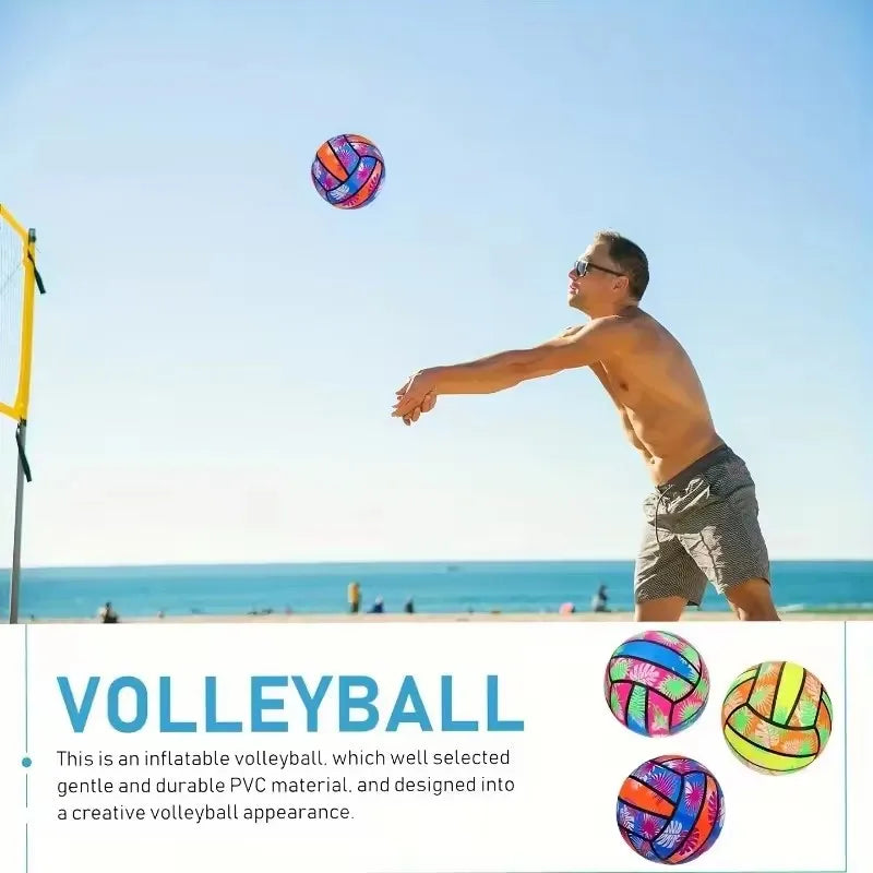 1/2/3 Stück aufblasbare Beach-Volleybälle, 4 Stück – PVC-Poolspielzeug mit tropischem Blattmuster, Sommer-Outdoor-Sportausrüstung für Erwachsene und Kinder