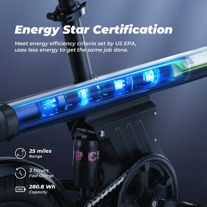 Klapprad 14-Zoll Elektrofahrrad | 250W Motor | 36V 17,5Ah Akku | Faltbares City E-Bike bis 25 km/h | Pendler-Fahrrad