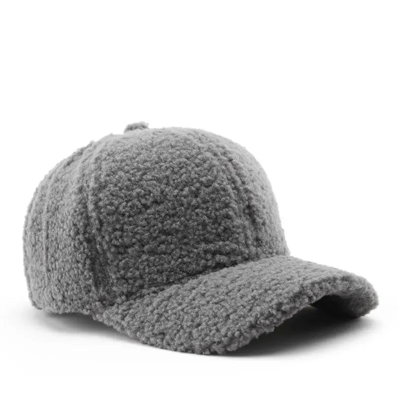 Baseball Cap warme Plüsch Kappe aus Kunstlammwolle | Verstellbare Mütze für Herbst & Frühling