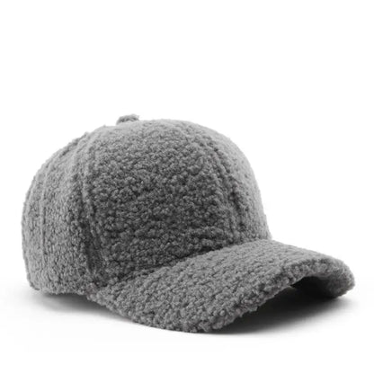 Baseball Cap warme Plüsch Kappe aus Kunstlammwolle | Verstellbare Mütze für Herbst & Frühling