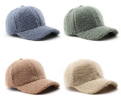 Baseball Cap warme Plüsch Kappe aus Kunstlammwolle | Verstellbare Mütze für Herbst & Frühling