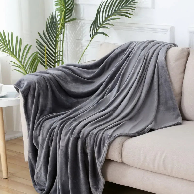 Flauschige Korallensamt-Decke – Luxus Flanell & Plüsch Kuscheldecke | Warm, weich & atmungsaktiv für Sofa, Bett & Reisen