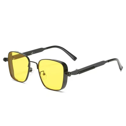 Retro Steampunk Sonnenbrille – Edelstahl Rahmen, Spiegelgläser für Herren & Damen UV400 Schutz