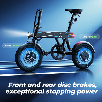 E-Bike – 14" Faltbares Elektrofahrrad mit 250W Motor 36 V / 7,5 Ah, LCD-Display | Citybike bis 25 km/h