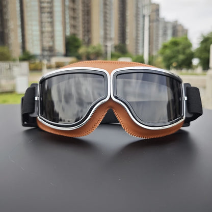 Retro Motorradbrille Vintage Schutzbrille Herren Damen Outdoor Fahrrad Brille
