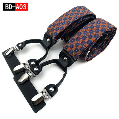 Designer Hosenträger Herren Paisley 6 Clips Elastisch Verstellbar 3,5 cm Y-Form Hochzeit Business