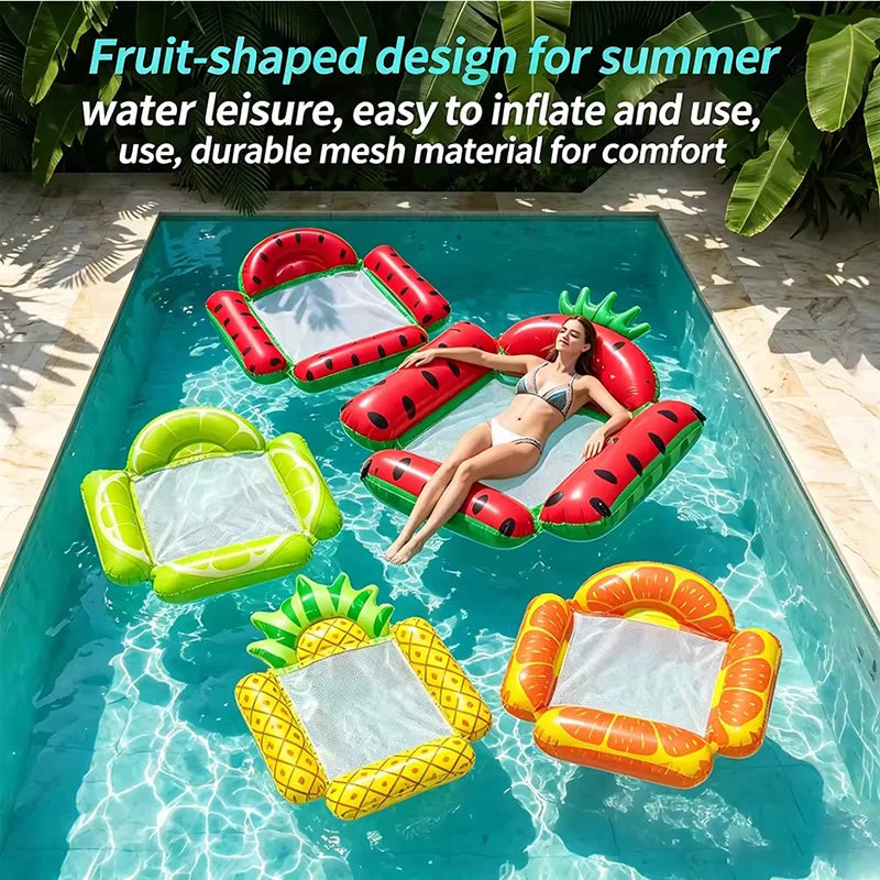 Faltbare schwimmende Frucht-Hängematte, aufblasbare Wasserliege, Wasserspielzeug, Sommer-Schwimmbad-Hängematte