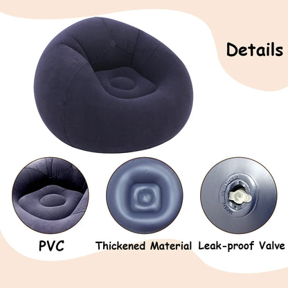 Aufblasbares Lazy Sofa Einzel – Beflockter Luftsessel PVC Camping Lounge Sofa Garten Strand Tragbar