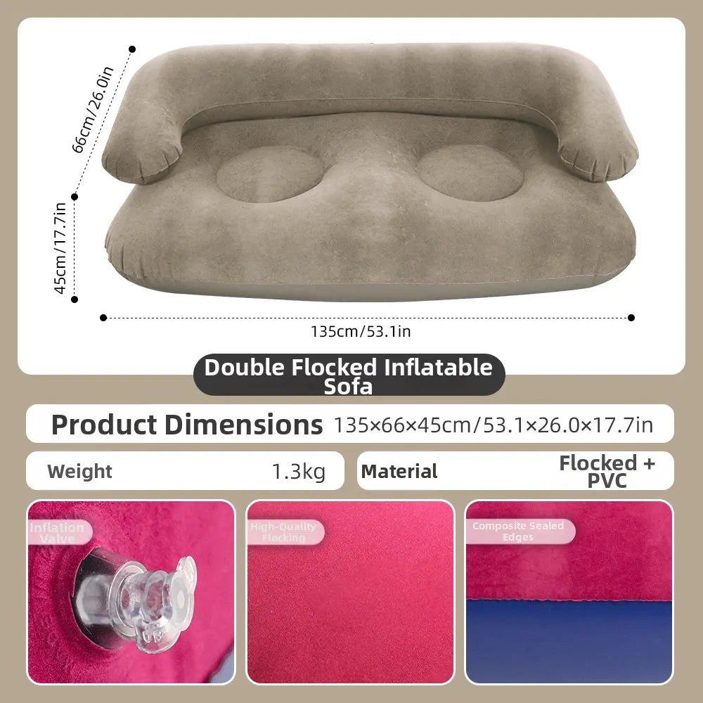 Aufblasbares Luftsofa für 2 Personen – Beflocktes Camping Sofa Luftbett Outdoor