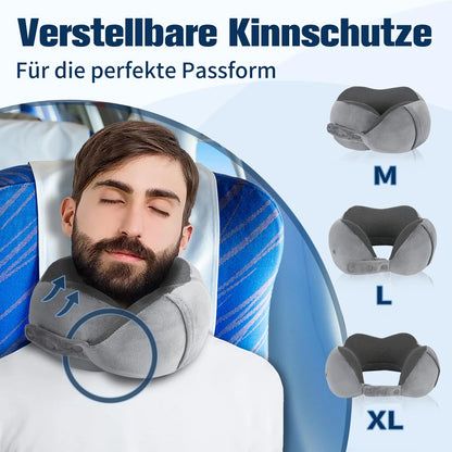 Reisekissen Set Memory Foam – Nackenkissen mit Schlafmaske Ohrstöpseln & Tragetasche Flug Reise