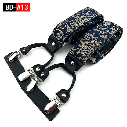 Designer Hosenträger Herren Paisley 6 Clips Elastisch Verstellbar 3,5 cm Y-Form Hochzeit Business