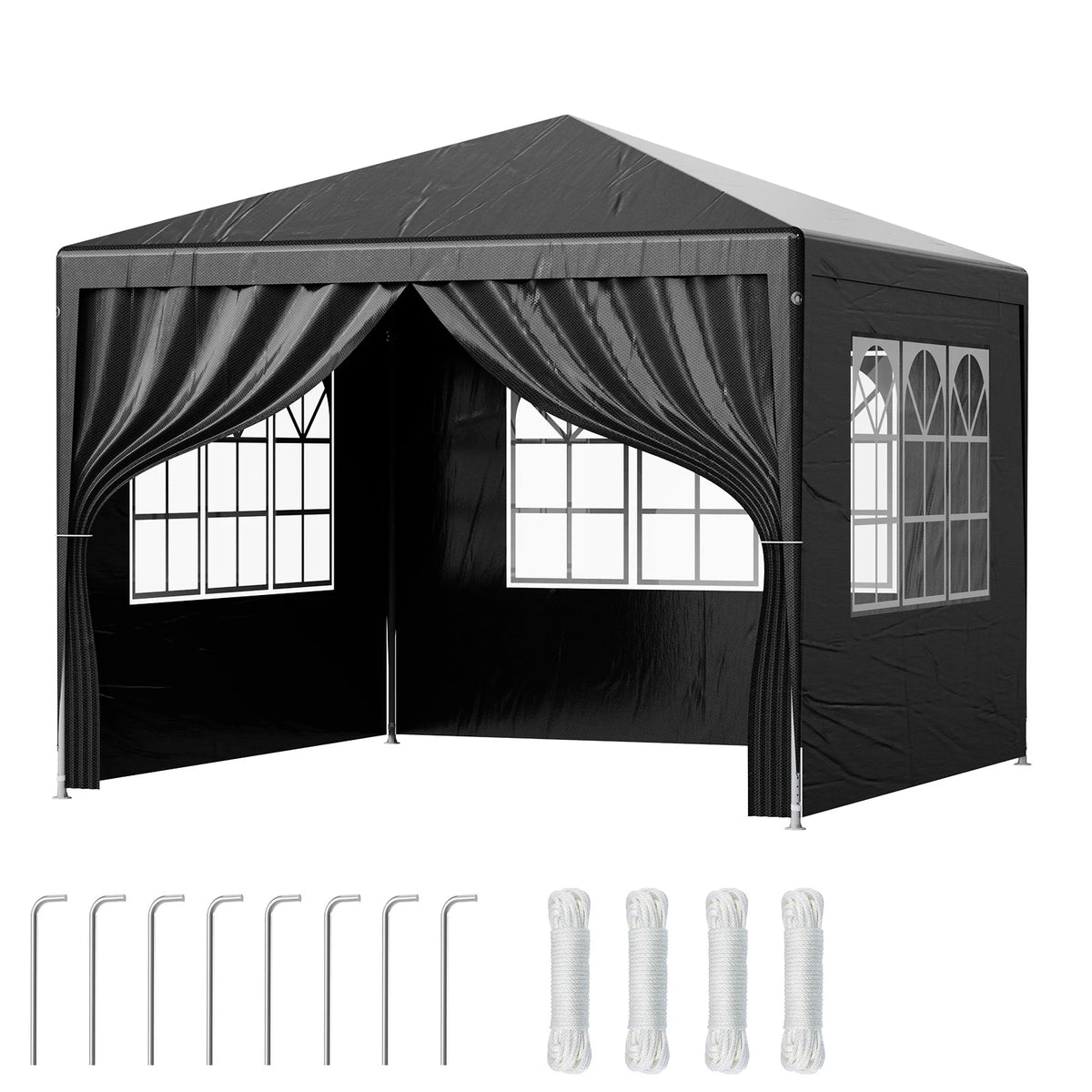 Pavillon 3x4 m Wasserdicht Partyzelt mit 4 Seitenwänden UV-Schutz