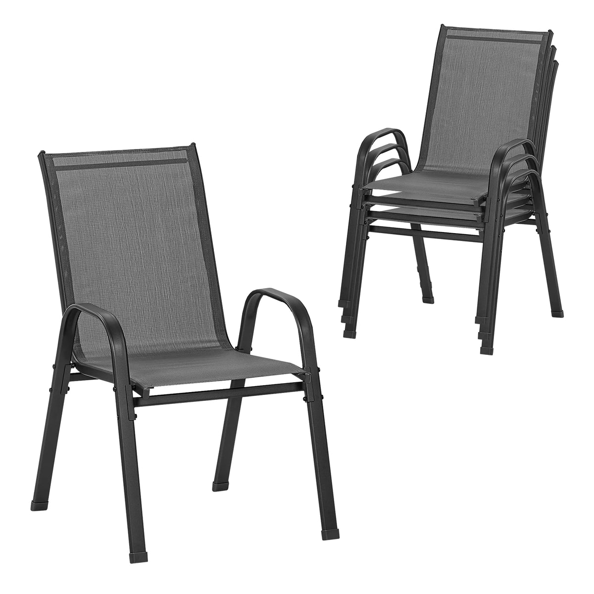 Gartenstühle 2/4er Set Stapelbar Dunkelgrau Metall Balkon Terrasse 160 kg