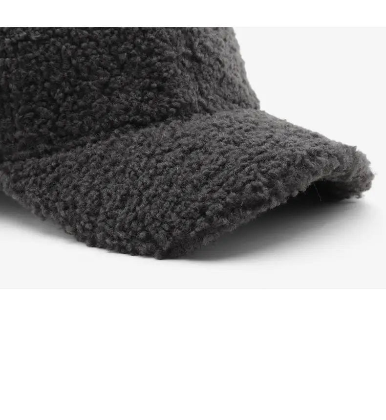 Baseball Cap warme Plüsch Kappe aus Kunstlammwolle | Verstellbare Mütze für Herbst & Frühling