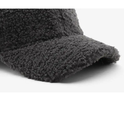 Baseball Cap warme Plüsch Kappe aus Kunstlammwolle | Verstellbare Mütze für Herbst & Frühling
