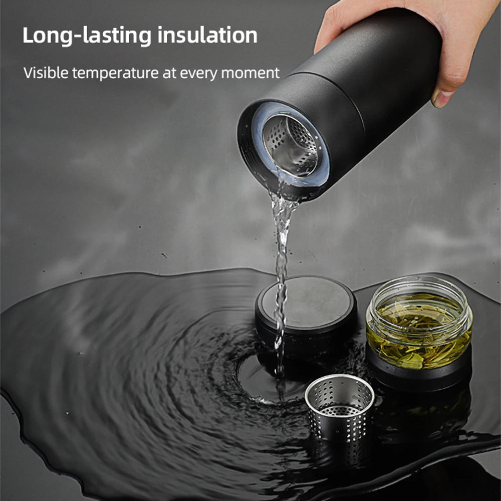 500 ml Tee-Ei Isolierflasche Edelstahl Isolierbecher mit unabhängigem Tee-Aufbewahrungsgriff Reisebecher Business Cup Geschenke