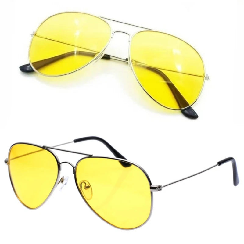 Piloten Sonnenbrille Herren Damen UV400 Vintage Brille Schwarz Gelb Unisex