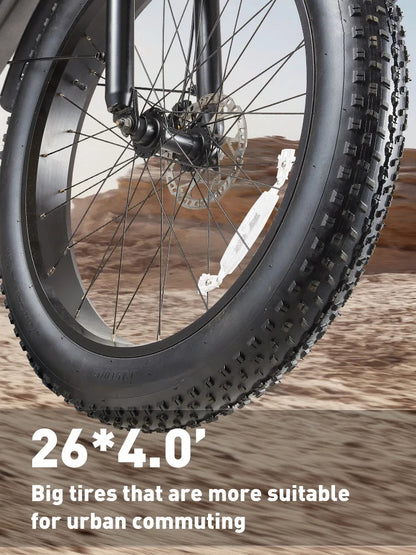 Elektro-Mountainbike – 250/1000W Power, 48V 20Ah Akku, 26" Fatbike mit 36-monatiger Gewährleistung