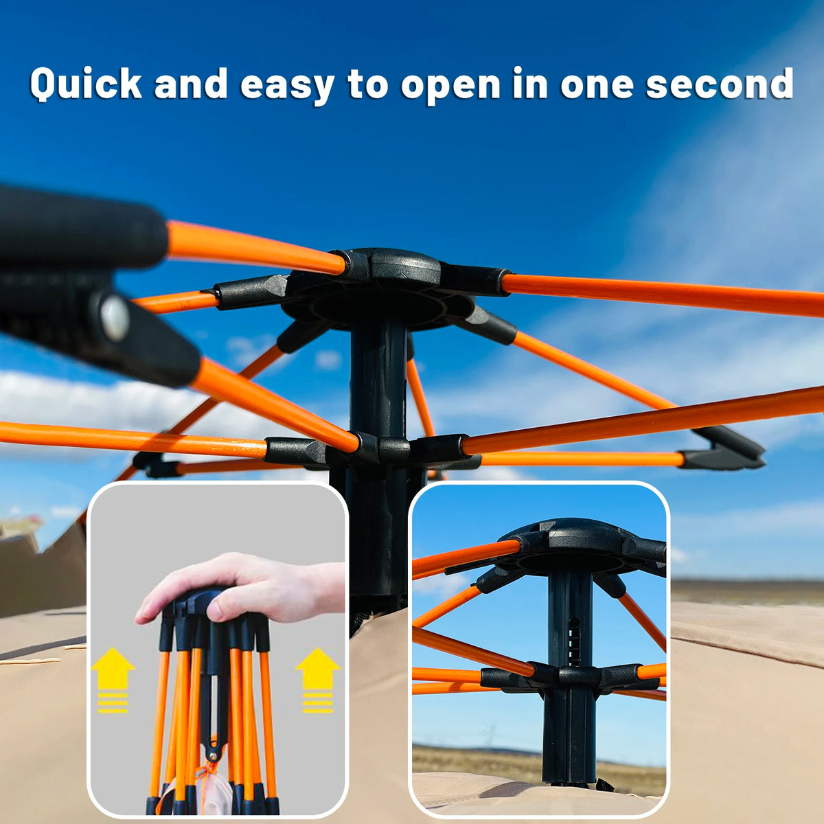 Pop Up Campingzelt 3-4 Personen Automatikzelt Wasserdicht Strandzelt Outdoor