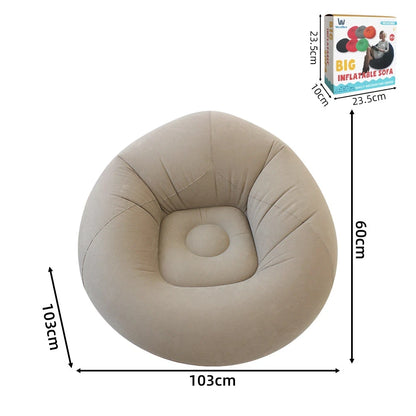 Aufblasbares Lazy Sofa Einzel – Beflockter Luftsessel PVC Camping Lounge Sofa Garten Strand Tragbar