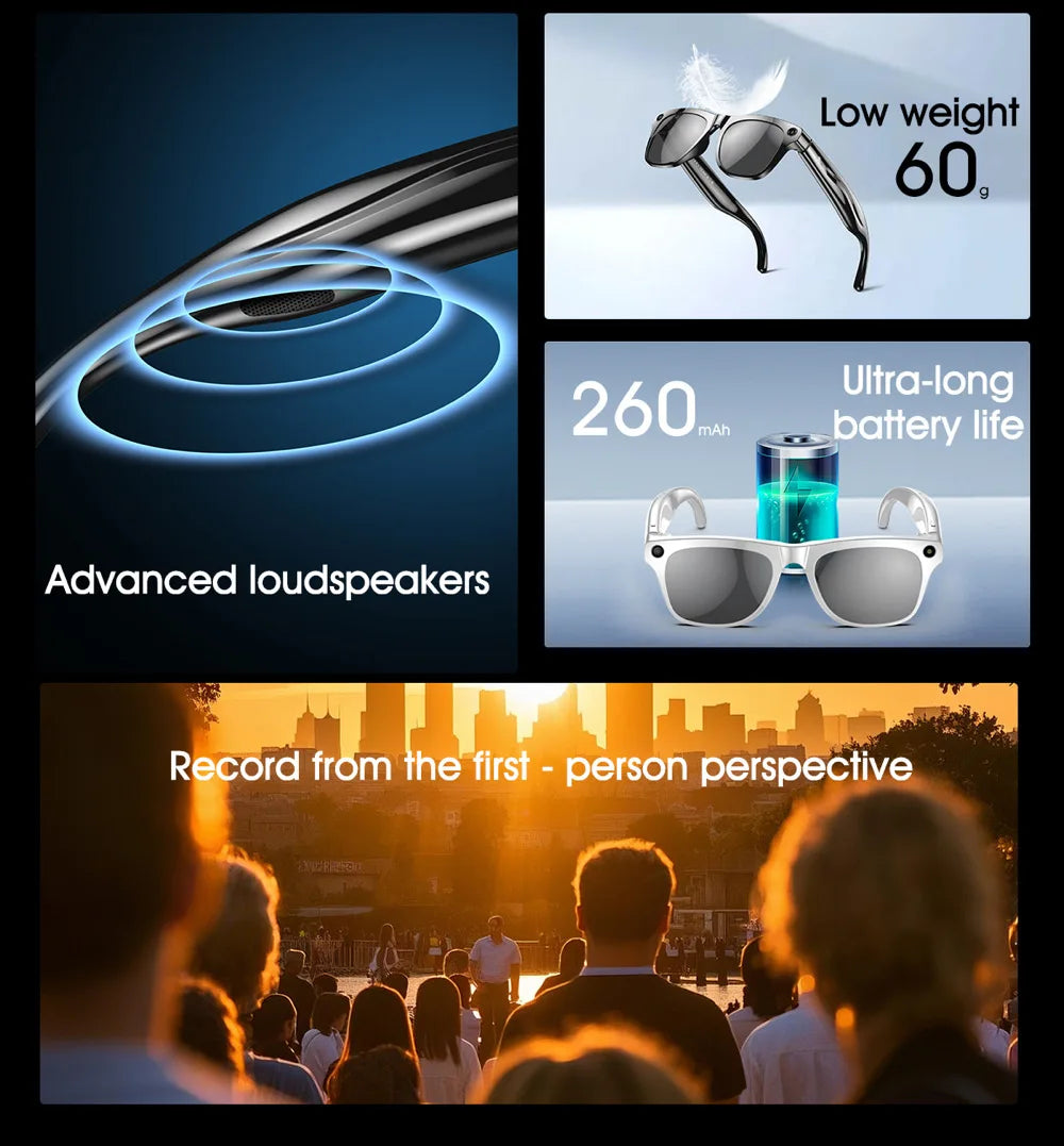 Smart AI-Sonnenbrille mit Kamera & Bluetooth