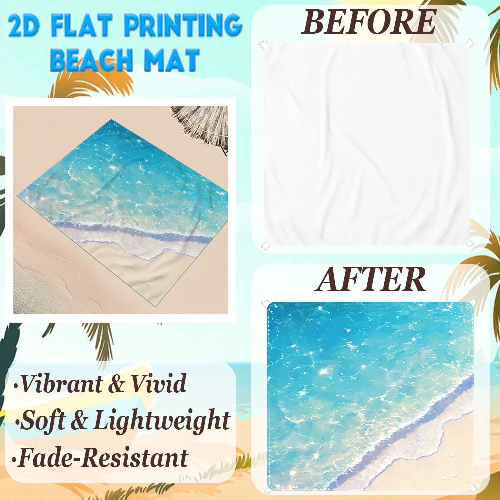 1-teiliges Set, Sommer-Strandmatte für draußen, inklusive 4 Bodenheringen, einzigartiges Druckdesign, lichtbeständig, leicht, schnell trocknend, einfach zu transportieren, wind- und sanddicht, modische und trendige Outdoor