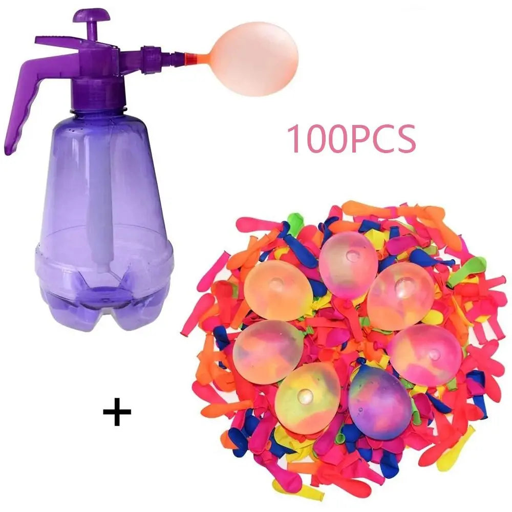 Tragbare Luft-Wasser-Bomben-Ballonpumpe mit Luftballons für Kinderpartys, Outdoor-Spielzeugballons (Pumpe und Luftballons, zufällige Farbe).