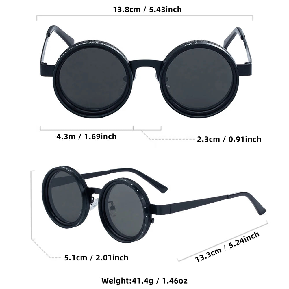 Retro Runde Sonnenbrille Elian Polarisiert TAC Metall Steampunk Unisex