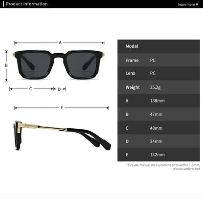 Klassische Vintage Wayfarer quadratische Sonnenbrille Frauen Männer Sonnenbrille Punk beliebte Luxusmarke Designer Steampunk Fahr brillen