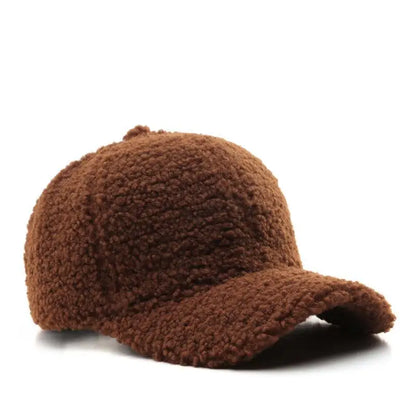 Baseball Cap warme Plüsch Kappe aus Kunstlammwolle | Verstellbare Mütze für Herbst & Frühling