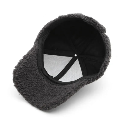 Baseball Cap warme Plüsch Kappe aus Kunstlammwolle | Verstellbare Mütze für Herbst & Frühling