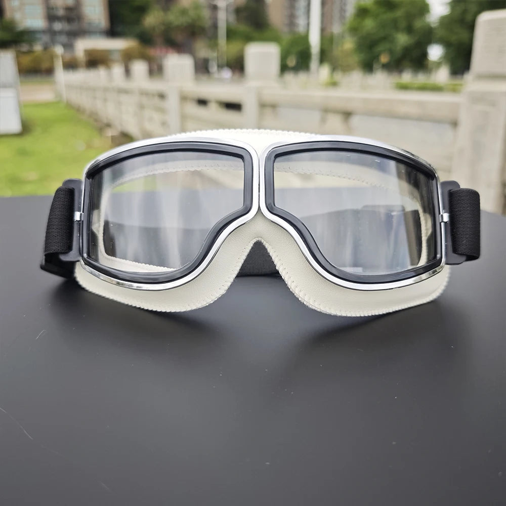 Retro Motorradbrille Vintage Schutzbrille Herren Damen Outdoor Fahrrad Brille