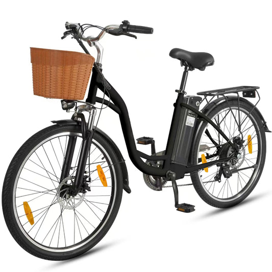 Elektrisches 26-Zoll Citybike| 250W Motor, 36V 14,5Ah Akku - mit Korb & Gepäckträger und 36 Monaten Gewährleistung