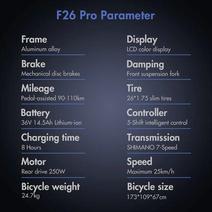 26 -Zoll City Allrounder E-Bike, 250W, 36V 14,5 Ah Akku – mit 36-monatiger Gewährleistung
