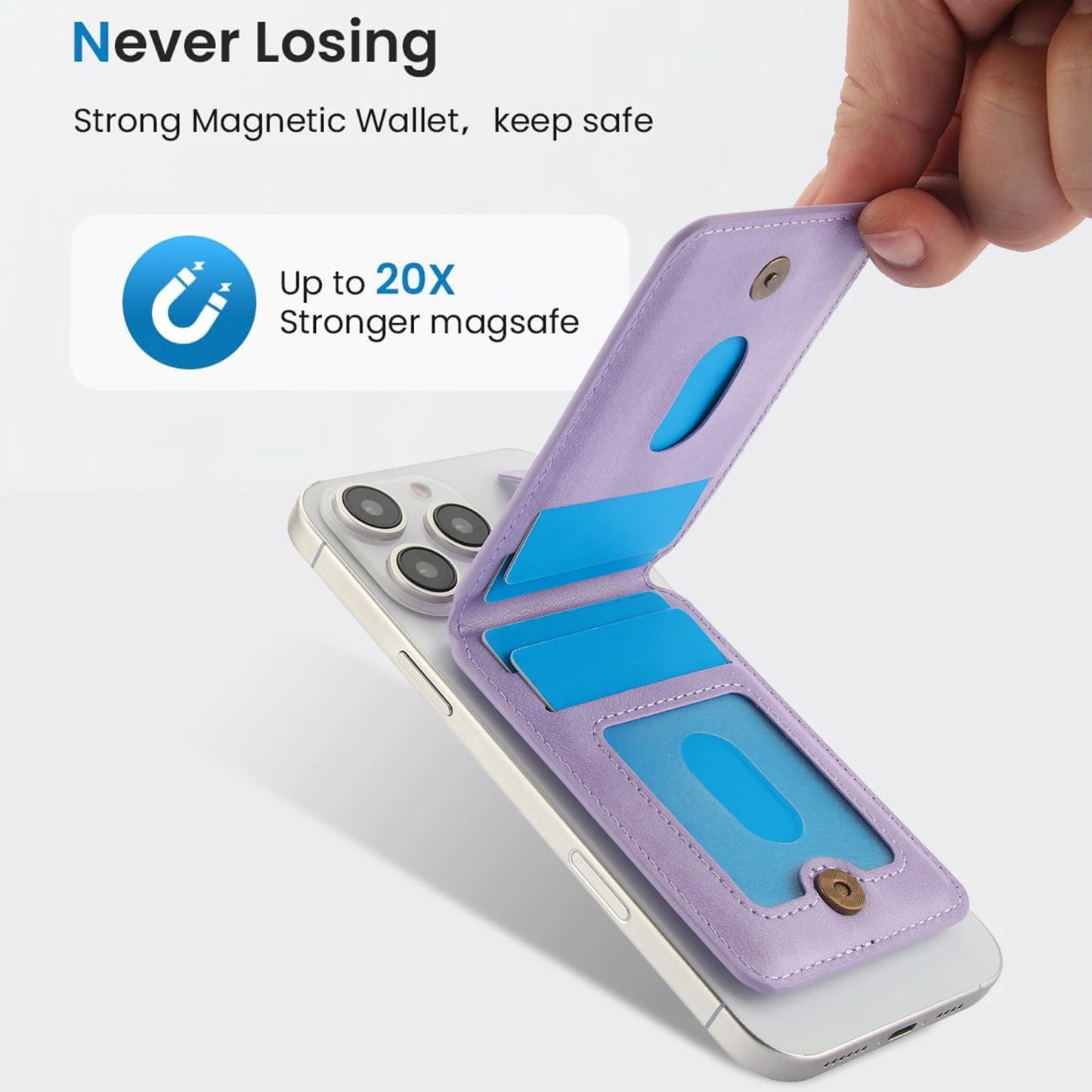 Magnetische Geldbörse Hülle mit Kartenhalter & Reißverschluss – kompatibel mit iPhone 16 Pro Max / 15 / 14 / 13 / 12 (MagSafe)