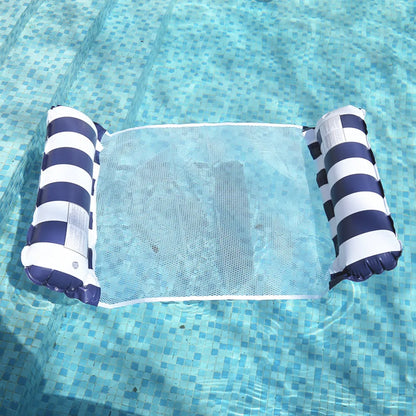 Faltbarer, gestreifter, aufblasbarer Loungesessel, geeignet für Schwimmbadpartys und schwimmende Strandbetten mit Netzrückenlehne