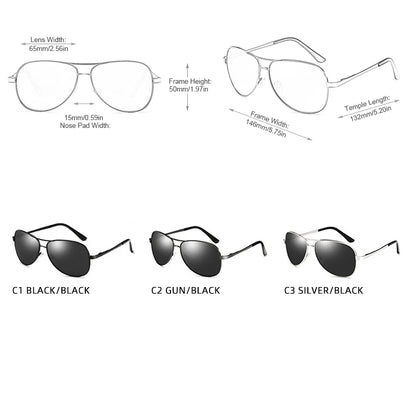 Piloten Sonnenbrille Herren Damen Polarisiert UV400 Metall Schwarz