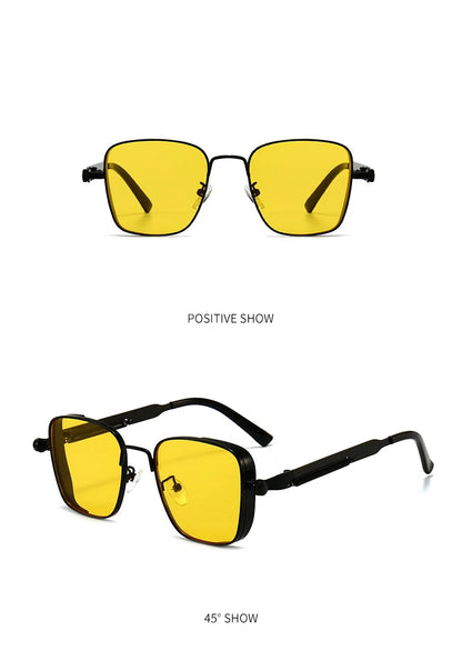 Retro Steampunk Sonnenbrille – Edelstahl Rahmen, Spiegelgläser für Herren & Damen UV400 Schutz